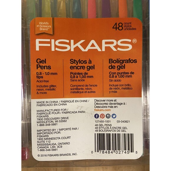 Fiskars Gel Pens Medium Point .8mm 48 in Pack Glitter Neon Metallic and Swirl - Picture 2 of 4